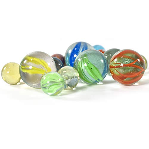 image for KandyToys 160 Piece Classic Glass Marbles in a Vintage Storage Display