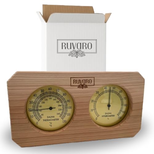 RUVARO Sauna Thermometer and Hygrometer 2-in-1 – Handcrafted from Canadian