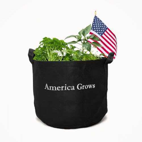 America Grows Garden Kit with Live Pepper & Herb Plants by Bonnie Plants – Complete Patio Container Garden with 5 Gallon Grow Bag, Premium Soil & Miracle-Gro Pour & Feed Singles