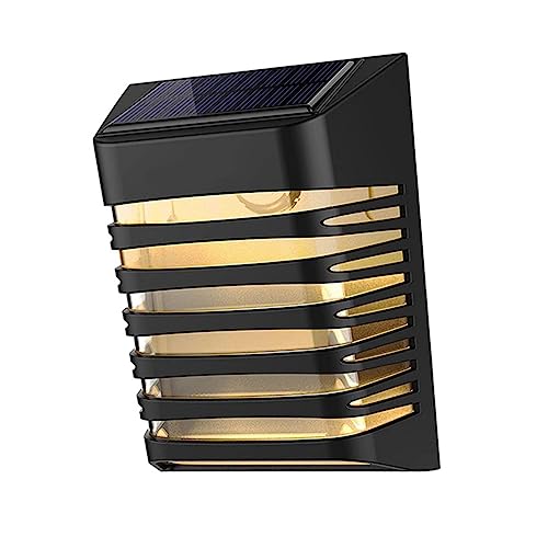 Angoily luz de pared solar cerca lámpara de pared solar al aire libre jardín exterior lampara pared apliques pared lámpara de valla solar luz solar de montaje en pared el plastico Black