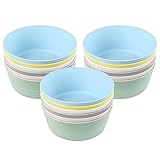 Set of 18 x KALAS Kids' Plastic Bowls, 12cm, Mixed Pastel Colours, Stackable, Dishwasher Safe
