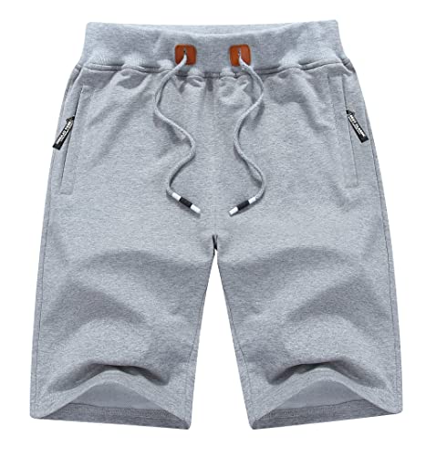 MO GOOD Mens Casual Jogging Shorts Fashion Workout Shorts (Grey, US (32-33))