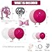 Hot Pink Princess Balloon Arch Kit with Rose Red, Light Pink, Matte White Balloons, Silver Disco Ball, Bows and Crown for Girl Summer Birthday, Coquette Party, Ballerina,Graduation, Baby Shower Decor