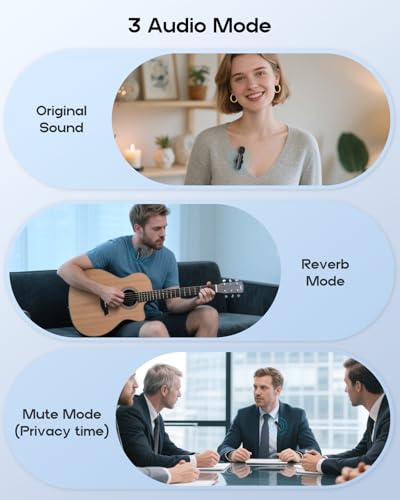 Image of Wireless Mini Microphone for iPhone - 2 Pack Lavalier Microphone for Video Recording, 2 in 1 Noise Reduction Lapel Mic for Ipad, Android,Clip-on Mini Mic with Charging Case