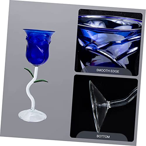 Verre à cocktail en forme de rose bleu transparent pour vos soirées - 7