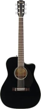 Fender CC-60SCE Concert Cutaway Acoustic Guitar, Black | Solid Spruce Top, Laminated Mahogany Back and Sides, Fishman CD Preamp with Tuner, Walnut Fingerboard