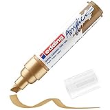 edding 5000 Acrylmarker breit - gold - 1 Acrylstift wasserfest - breite Keilspitze 5-10 mm - Acryl Farben zum Malen auf Leinwand, Malpapier und Holz - Acrylstifte für Steine