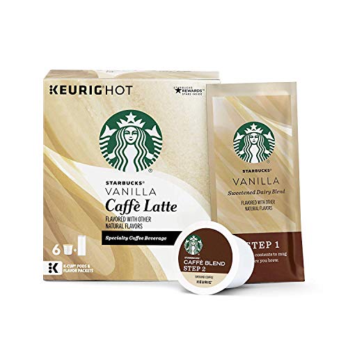Starbucks Medium Roast K-Cup Coffee Pods — Vanilla Caffè Latte for Keurig Brewers — 4 boxes (24 pods total), 6 Count (Pack of 4)