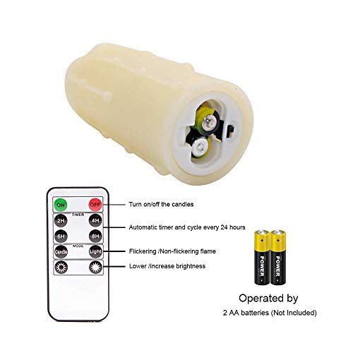 Dromance Flameless Flickering Candles Battery Operated With Remote And Timer, Set Of 9 Dripping Real Wax Warm Light Led Pillar Candles For Holiday, Christmas Decoration(Ivory, 2.2" D X 4"-9" H) #TOP2