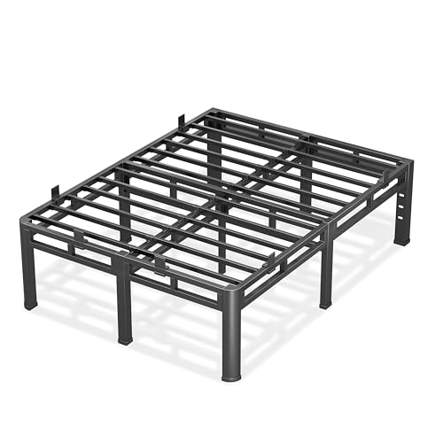 Anyroom 22 Inch Full Bed Frame, Double Layer Heavy Duty Metal Platform 4000 lbs Capacity, Bed Frames with Headboard Holes, Round Corner Legs, Mattress Slide Stopper, Easy Assembly