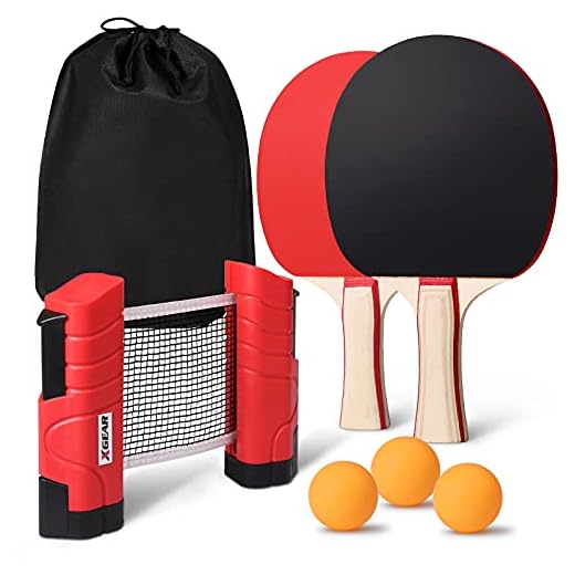 XGEAR Anywhere Ping Pong Equipment to-Go Includes Retractable Net Post, 2 Ping Pong Paddles, 3 pcs Balls, Attach to Any Table Surface