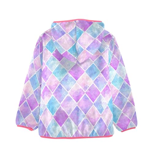 OTVEE Colorful Rhombus Purple Blue Kids Hoodie Jacket Fall Spring Full Zip Warm Outwear Coat2
