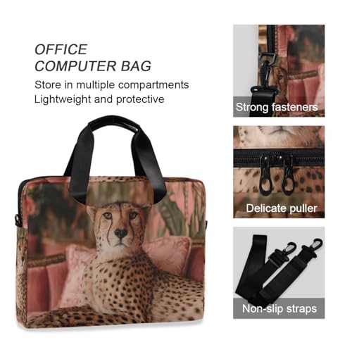 Bolsa para portátil con estampado Cheetah y múltiples bolsillos miniatura 6