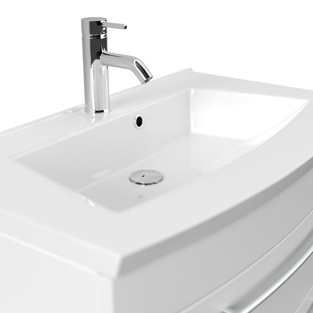Badmöbel Bella 80 mit runder Front SoftClose lackiert weiss matt