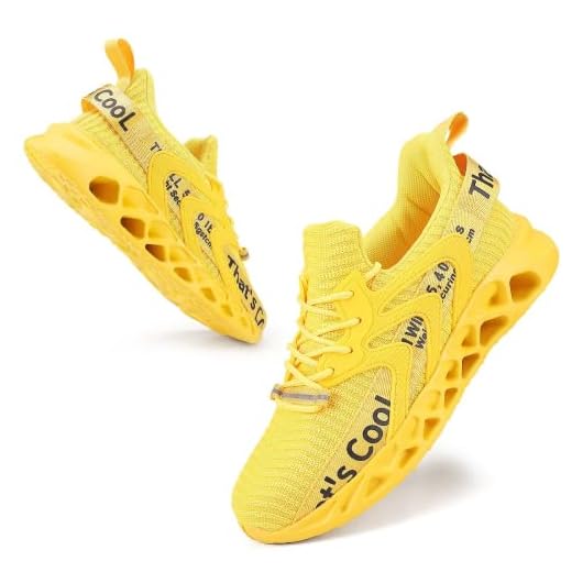 Tênis Masculinos e Femininos Corrida de Rua Tênis Multisport para o Ar Livre (Amarelo,46)