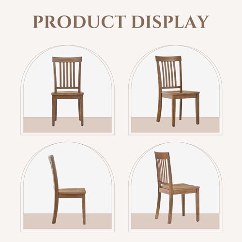 COLAMY Wooden Dining Room Chairs Set of 2, Spindle High Back Windsor Kitchen Side Chair, All Wood Farmhouse Dining Chairs for Kitchen, Dining Room, Light Brown by COLAMY - Used condition - Image 6