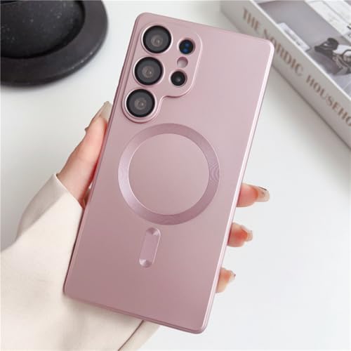 Étui S20 Ultra magnétique rose mat de luxe - Protection intégrale antichoc