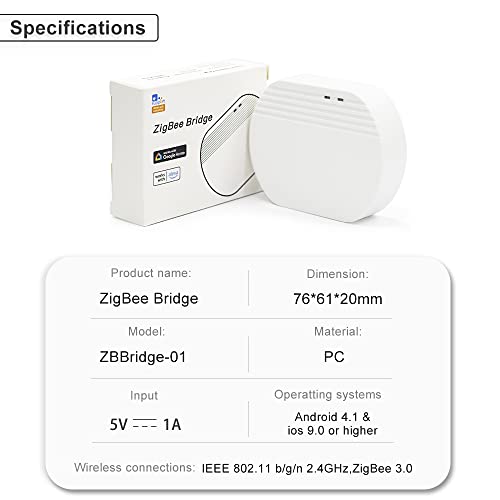 Qiachip Smart Zigbee Bridge Hub, Wi-Fi & Zigbee Dual-Protocol Supporting, App Control And Multi-Device Management，Works With Google Home Alexa #TOP6