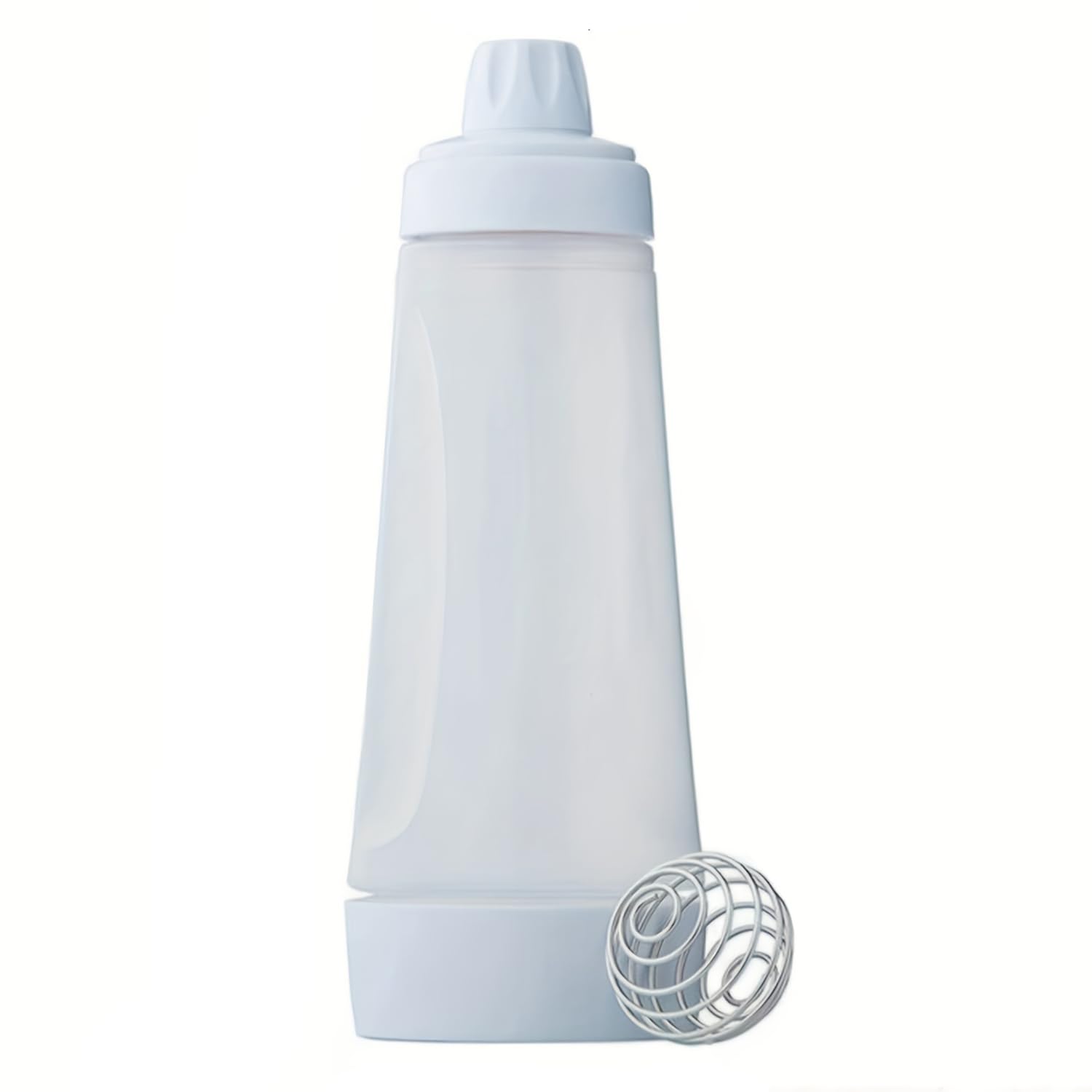 Dosificador de masa con escala para 1000 ml con batidor BlenderBall para crepes, poffertjes, tortitas, gofres, magdalenas o rosquillas (blanco)