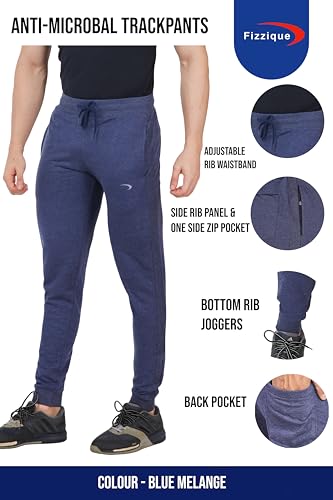 Image of Premium Men's Regular Fit Jogger Track Pants (Size M to 8XL) | Smooth Soft Feel, Antimicrobal Fabric with Zipper Pockets | Reflective Logo on Front