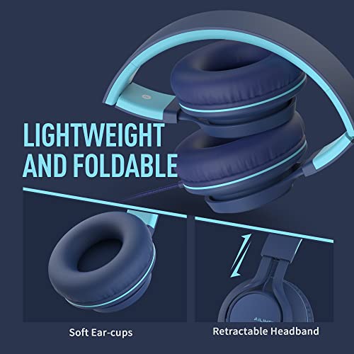 Ailihen C8 (Upgraded) Headphones With Microphone And Volume Control Folding Lightweight Headset For Cellphones Tablets Smartphones Chromebook Laptop Computer Pc Mp3/4 (Indigo) #TOP5