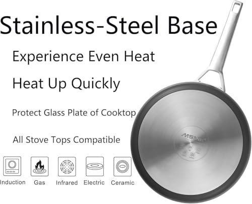 MSMK 9.5 Inch Nonstick Deep Frying pan with lid, 3 QT Induction Saute Pan by MSMK - Image 6