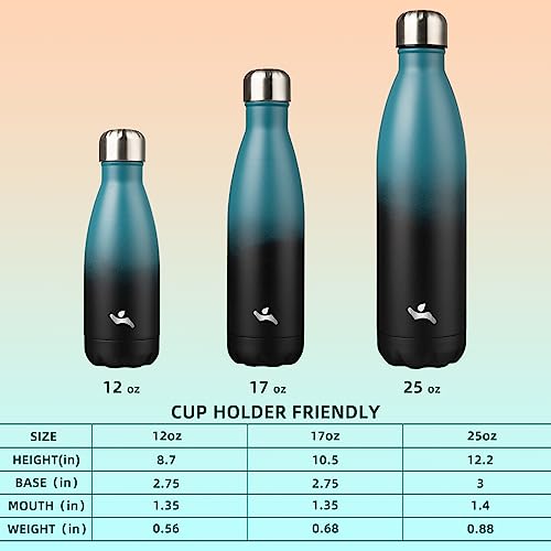 Image of Konokyo Insulated Water Bottles,12 oz Double Wall Stainless Steel Vacumm Metal Flask for Sports Travel,Indigo Black