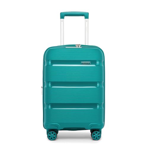 20 Inch Expandable 22x14x9 Airline Approved Hard Shell Travel Trolley 4 Spinner Wheels Lightweight Polypropylene Suitcase With Tsa Lock, Turquoise