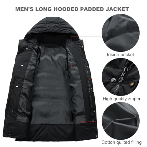 Men's Long Padded Jacket Winter Hooded Coat Puffer Windproof Parka3