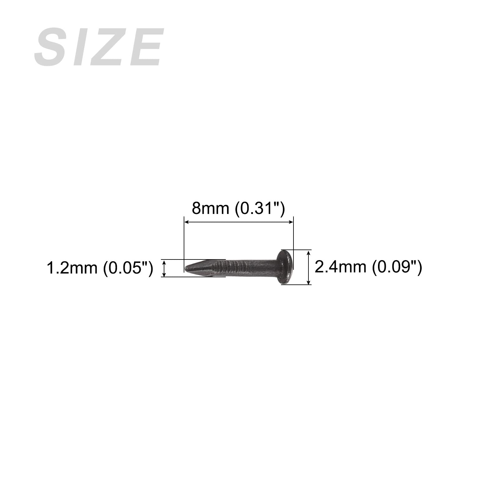 METALLIXITY Small Nails (1.2x8mm) 100pcs, Brass Tiny Hardware Nails - for Household Woodworking Black - Image 2