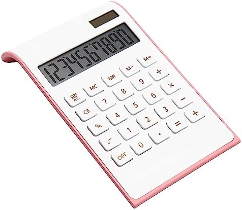 Pink Calculator, UPIHO Pink Office Supplies and Accessories, 10 Digits Solar Battery Basic Office Calculator, Dual Power Desktop Calculator with Large LCD Display, School Supplies