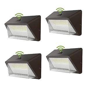 TIERONE 50W LED Wall Pack Light Dusk to Dawn Photocell Outdoor Commercial Security Area Lighting Fixture UL Listed 5500LM 4000K Daylight 400W HPS/HID Equivalent IP65 Waterproof 120-277V 4PACK