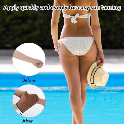 2 Stück Selbstbräuner Handschuh, Selbstbräuner Körper Handschuh Selbstbräuner Tanning Handschuh Selbstbräuner Rücken Applikator für Solarium Creme, Bräunungscreme, Bräunungsöl (Braun)