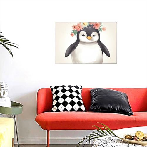 Impression sur toile pingouin vintage déco murale rétro salon 30x45cm - 6