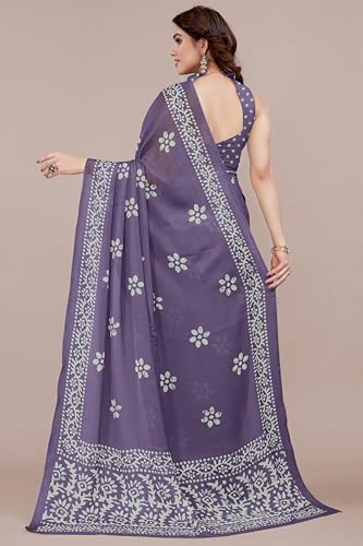 Image of MIRCHI FASHION Saree for Woman Chiffon Batik Printed | Lightweight Daily Wear Women's Office Sari with Blouse Piece (Available in 40 Colours)