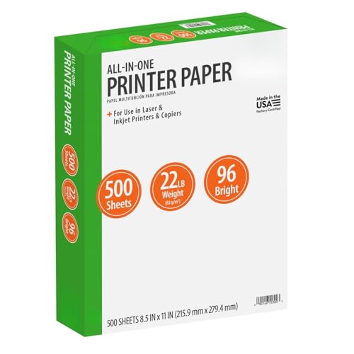 All-in-One Printer Paper, 8.5 x 11, 96 Bright, 22 lb, 500 Sheets, White