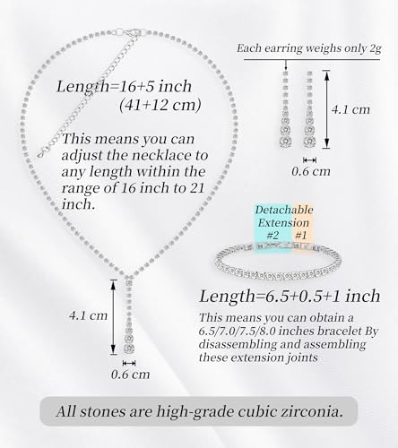 Image of GZWHD Wedding Jewelry Sets for Bride Bridesmaid Women Cubic Zirconia Necklace Earrings Bracelet Set Gift for Mother Friend Wife Daughter Sister Party Prom Jewelry