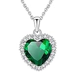 VONSSY Classic Heart Pendant Gemstone Necklace | Crystal Birthstone Necklace| 18K Platinum Gold Plated Chain | Vintage Meaningful Jewelry Gift