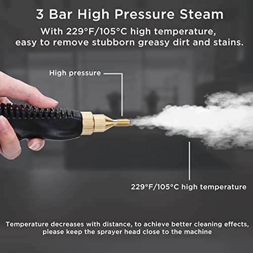 Ganggend Handheld Steam Cleaner, 2500W Hand-Held High Pressure Portable Cleaning Machine with 3 Brush, High Temperature Steamer for Home Use, Kitchen, Furniture, Bathroom, Car (White)
