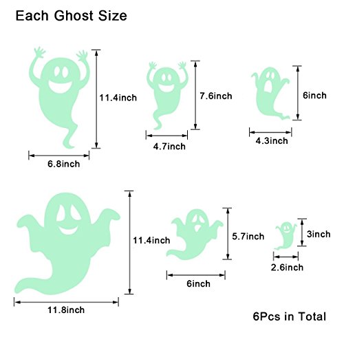 Six Timid Ghosts Wall Decals Halloween Decorations Glow In The Dark, Xyiyi Spooky Wall Stickers For Halloween Party Kids Home Room Décor #TOP3