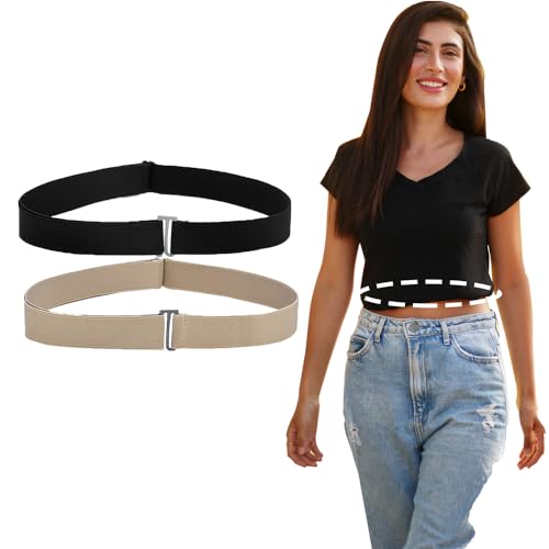 Crop Band for T-Shirts,Tuck Band, Sweater Tuck Band belts (Black+Khaki)