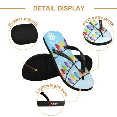 Christmas Light Bulbs Snow Blue Womens Flip Flops Beach Sandals Casual Thong Shower Slippers Non Slip Water Sandals shoes L2