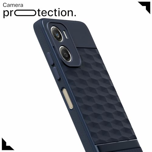 Image of Pikkme Back Cover for Motorola Moto G06 Power Camera Protection 3D Hexa Cube Design Silicone Protective Bumper Case (Blue)