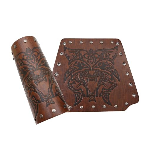 大人フェイクレザーアームガード中世ベルトレースアップブレイサーサイズ腕章革アームガード女性中世男性用ハロウィン