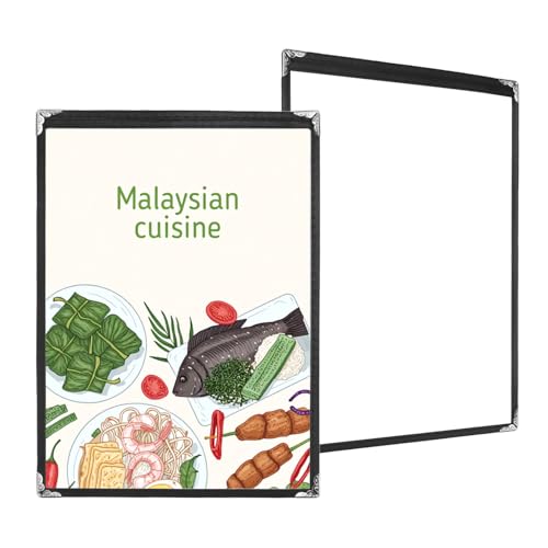 QWORK® 10 stück schwarze menükartenhalter im a4-format, einzelseite, doppelansicht speisekarte, für restaurants, hotels, bars, hochtransparentes pvc-material, metallkante