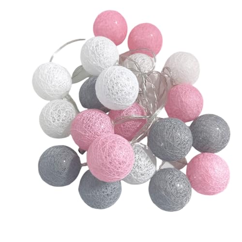 Mateju Guirlande Lumineuse Piles Intérieur, 5m 50 LED Guirlande Lumineuse Boule avec 8 Modes pour Chambre Fêtes Interieur Decoration (MT-rose gris,5M/50LED)