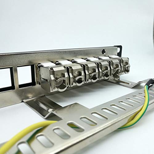 Panneau de Brassage Cat7 24Port CAT7 / CAT6A Panneau de Brassage EntièRement Blindé, INCL. Adaptateur Blindé 24X Cat7 1U 19 Pouces