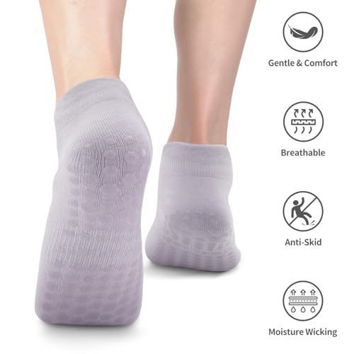 Deefly Yoga Socks for Women 3 Pairs-Pack,Breathable Non-Slip Grip Ankle Socks,Workout, Pilates, Home Fitness3
