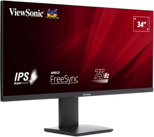 ViewSonic VA3456-MHDJ 34-inch WQHD Ergonomic Monitor with SuperClear IPS, HDR400 Ready, Adaptive Sync, Dual Integrated Speakers, 2x HDMI, DisplayPort, for Work, Study and Entertainment at Home