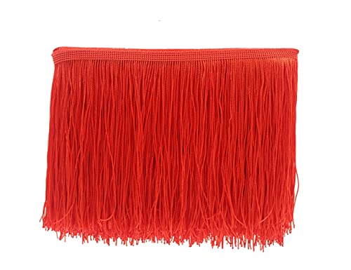 Yalulu 10 Meters Latin Fringe Tassel Trimming Lace Latin Macrame Samba Dance Clothing Curtain Lace Trim Polyester Single Band (Red)